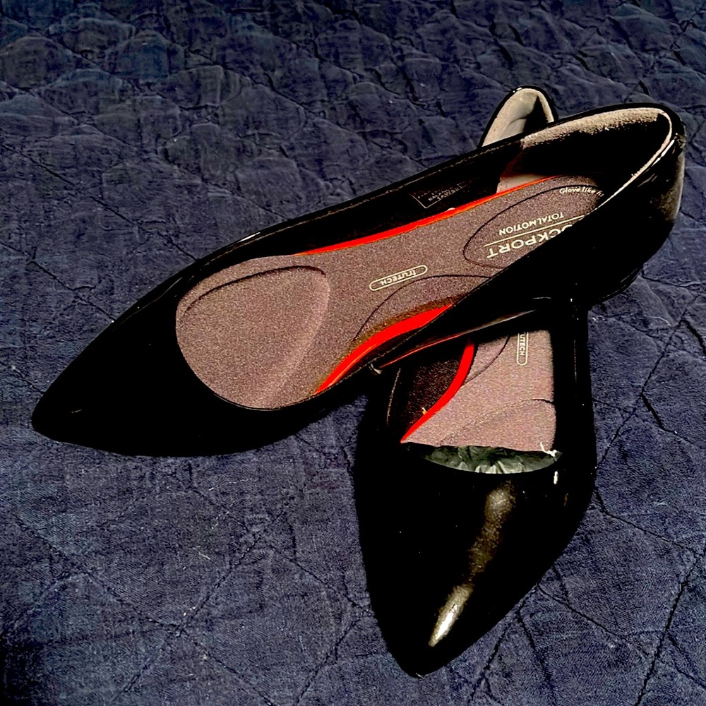 Rockport Black Patent Flats Size 9.5